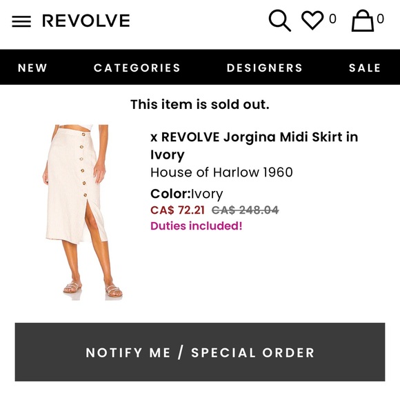 House of Harlow 1960 x REVOLVE Jorgina Midi Skirt xs NWT - Picture 7 of 7